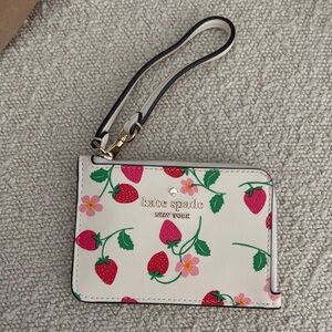 Kate Spade White and Red Strawberry Wristlet